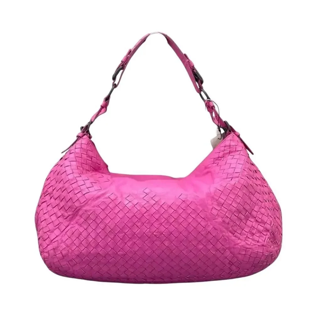 Bottega Veneta Barbie Pink Intreciatto Woven Parachute Leather Shoulder Hobo Bag